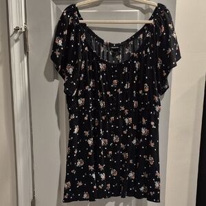 Torrid Black Floral Blouse